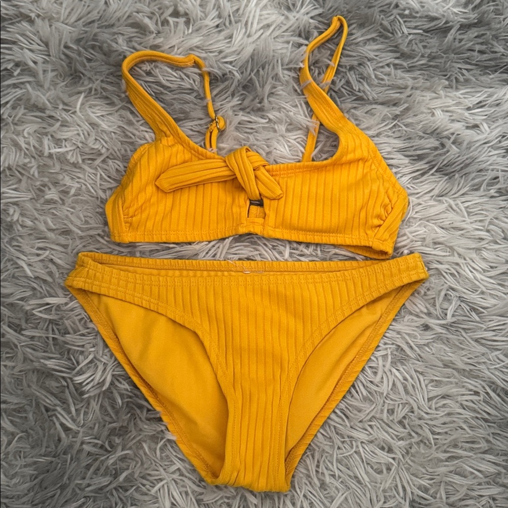 Yellow Ribbed Bikini Set